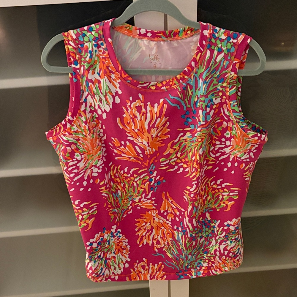 NEW Belle by Kim Gravel Vibrant Pink and Orange Tank Top